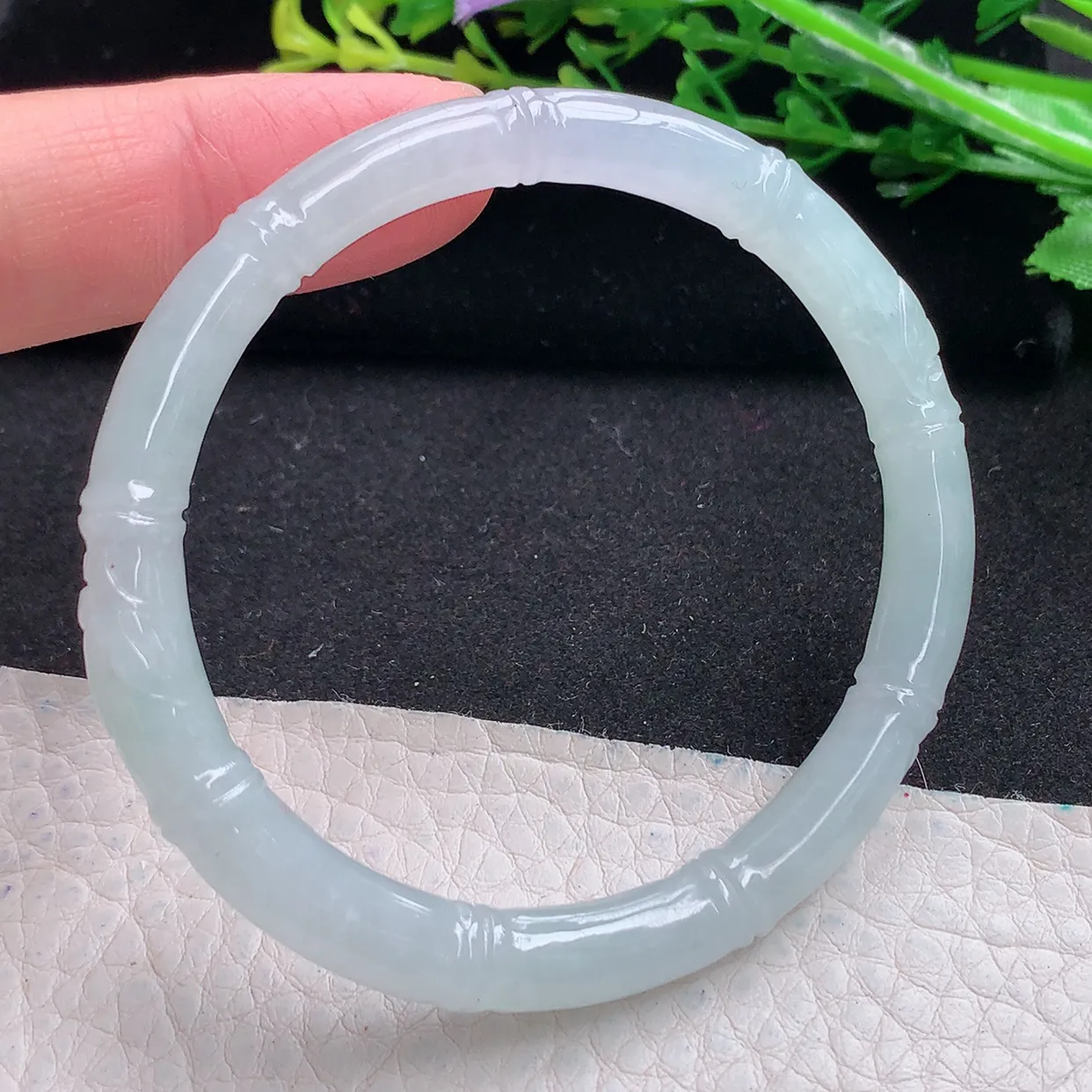 mq小圈口53.5*51*6.8贵妃镯 特色天然翡翠a货冰胶节节高蛋形圆条玉手镯