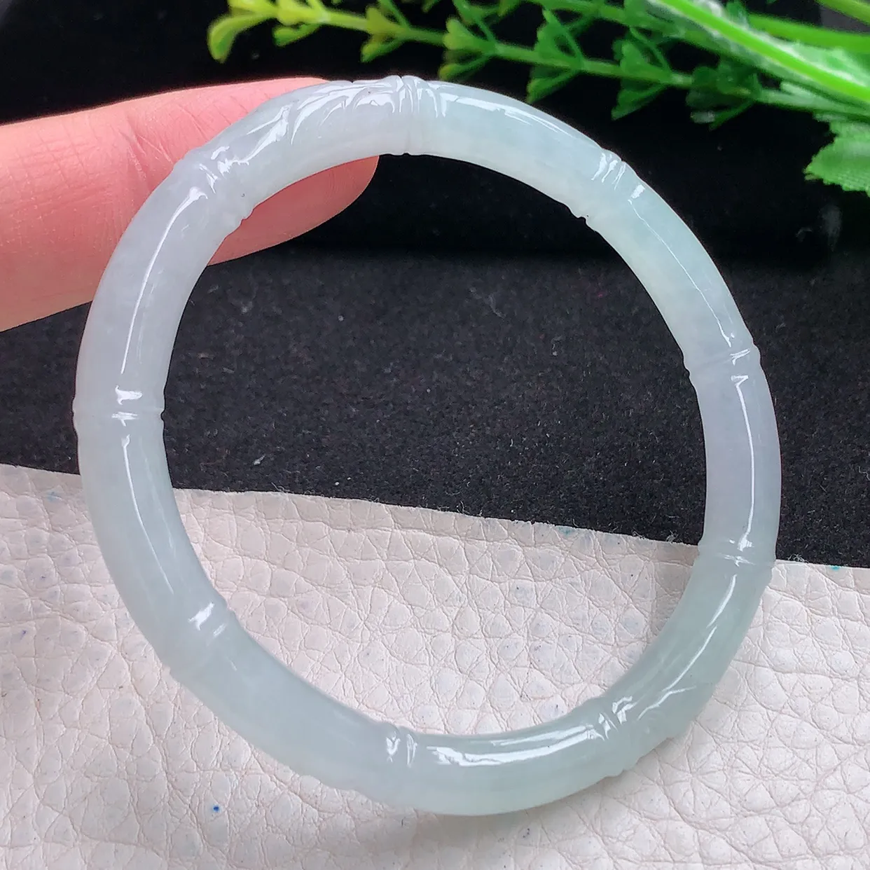 mq小圈口53.5*51*6.8贵妃镯 特色天然翡翠a货冰胶节节高蛋形圆条玉手镯