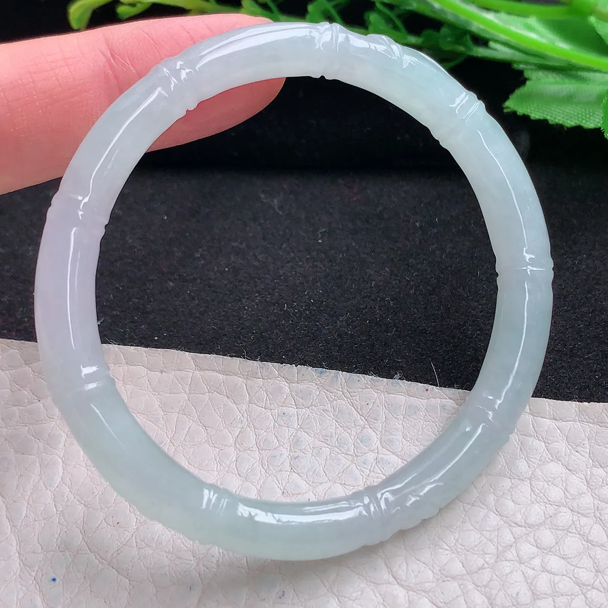 mq小圈口53.5*51*6.8贵妃镯 特色天然翡翠a货冰胶节节高蛋形圆条玉手镯