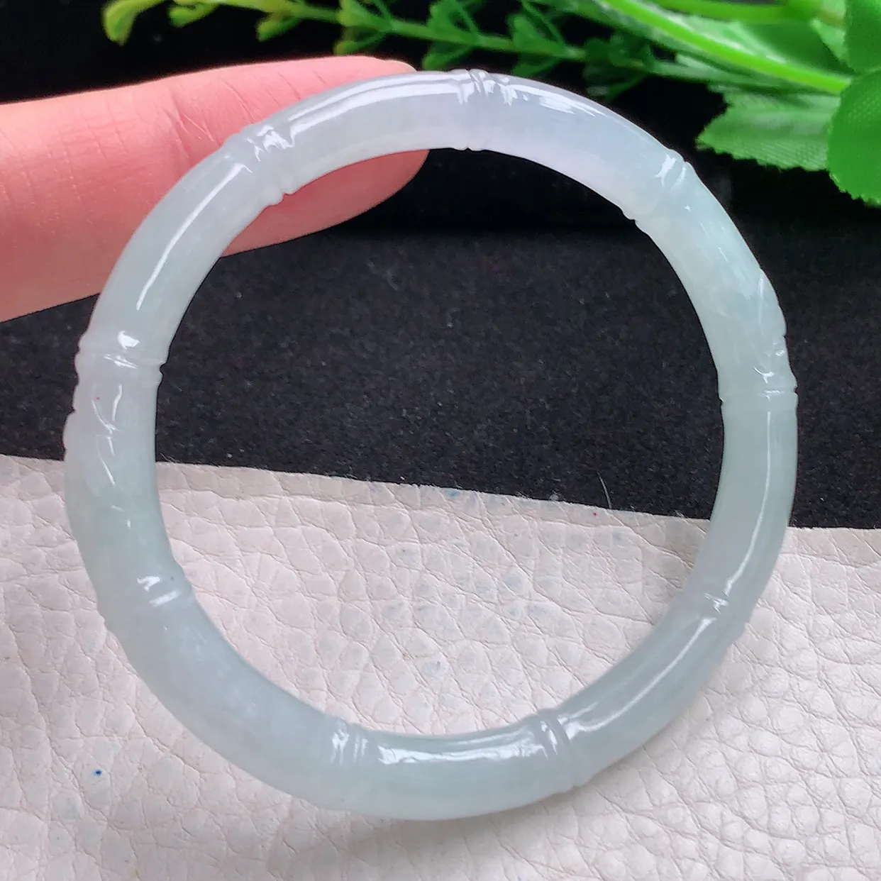 mq小圈口53.5*51*6.8贵妃镯 特色天然翡翠a货冰胶节节高蛋形圆条玉手镯