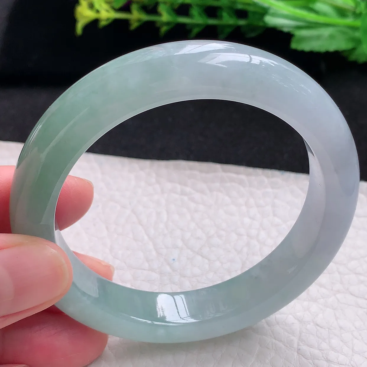 z自然光56*11.8*9平安镯 天然缅甸翡翠a货晴底招财宽边玉手镯 玉手环