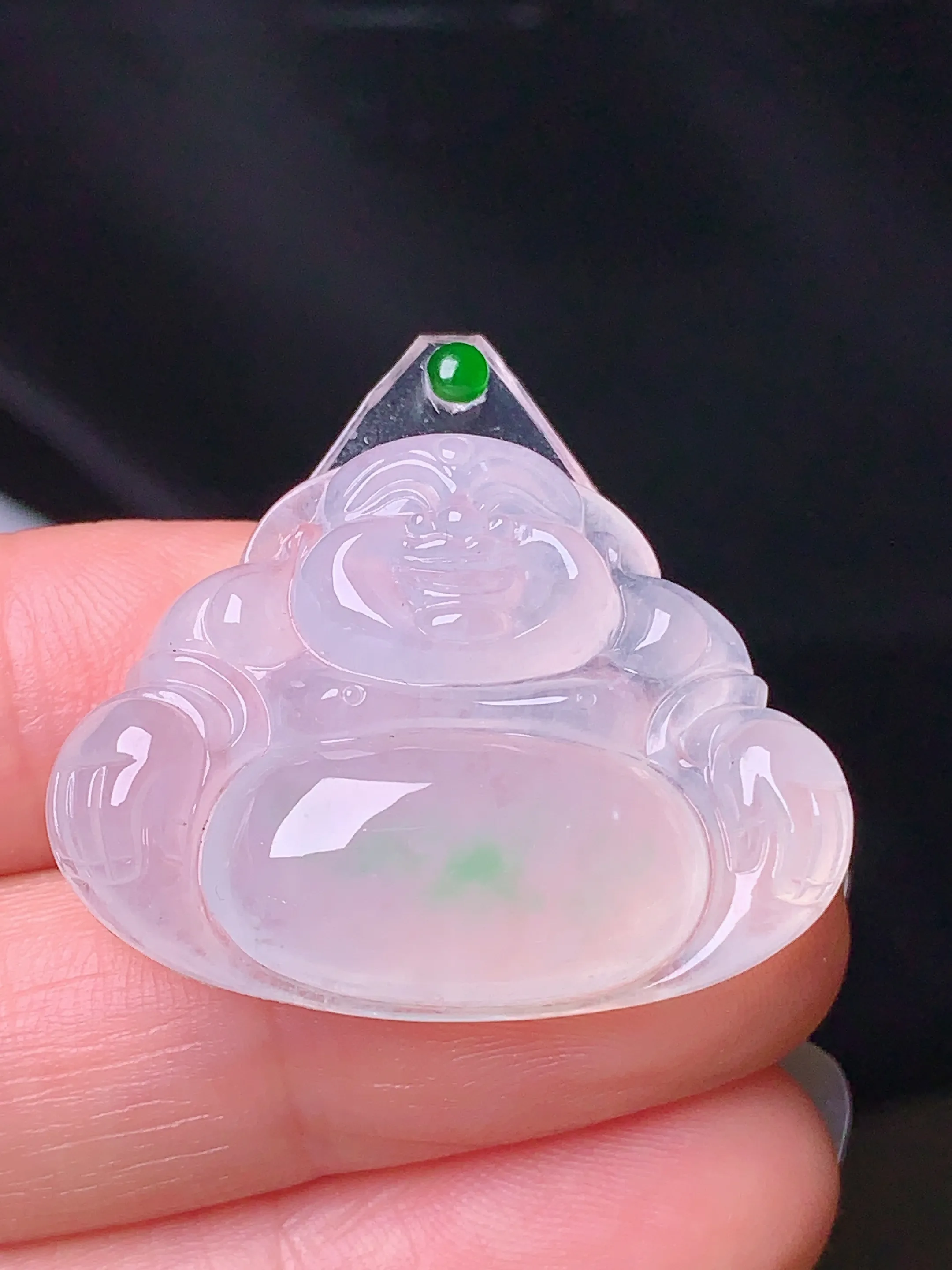 镶嵌款 冰种佛公吊坠 玉质细腻 色泽艳丽 整体尺寸23.7*31.8*6.5