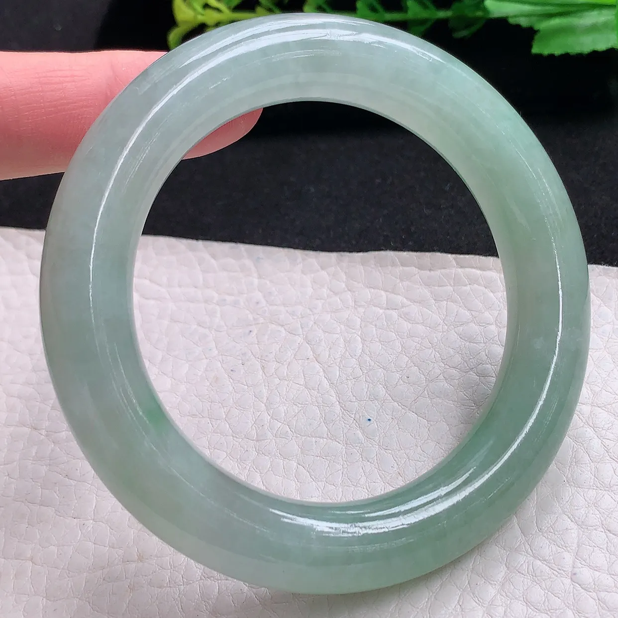 hy自然光57*12.7*12胖圆镯 天然缅甸翡翠a货冰晴圆条玉手镯 玉手环