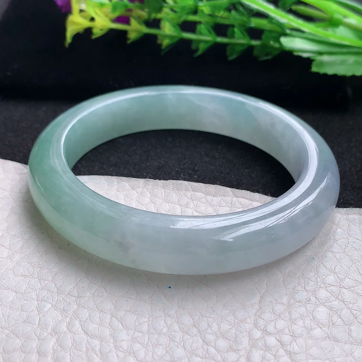 z自然光56*11.8*9平安镯 天然缅甸翡翠a货晴底招财宽边玉手镯 玉手环