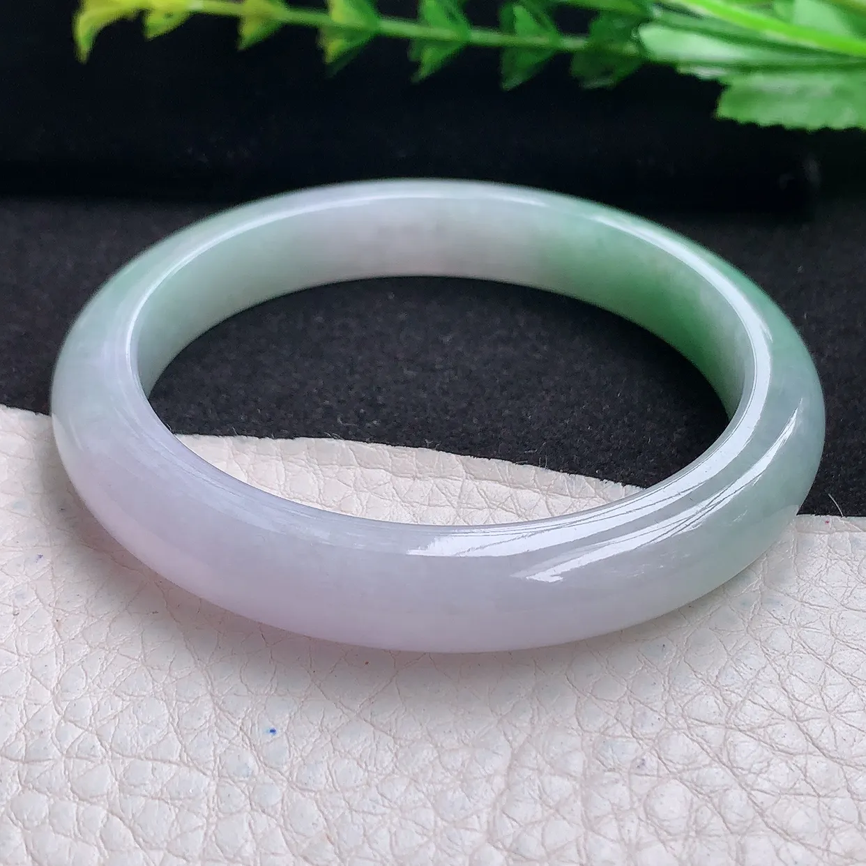 z自然光55.5*9.8*7.8平安镯 天然缅甸翡翠a货秀气清新宽边玉手镯 玉手环