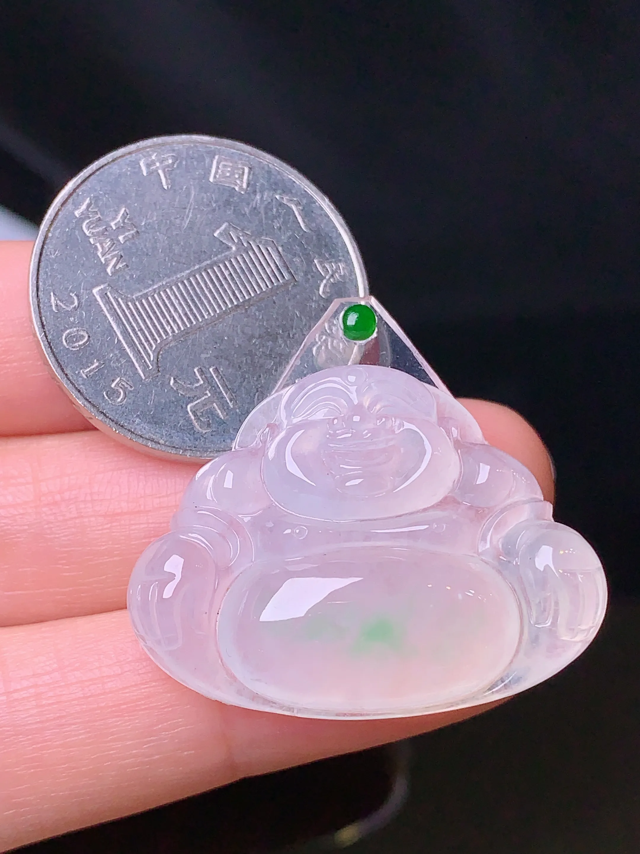 镶嵌款 冰种佛公吊坠 玉质细腻 色泽艳丽 整体尺寸23.7*31.8*6.5