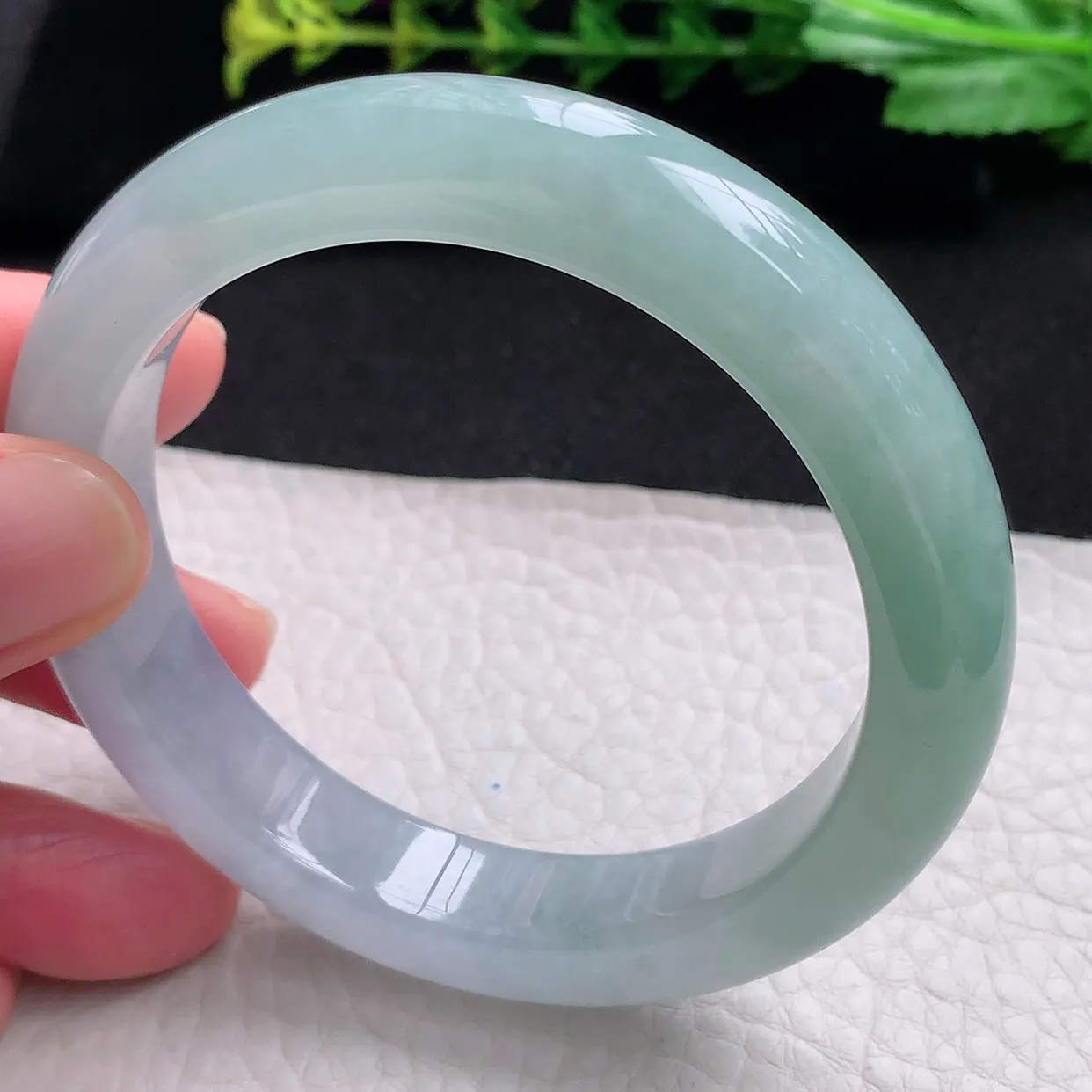 z自然光56*11.8*9平安镯 天然缅甸翡翠a货晴底招财宽边玉手镯 玉手环