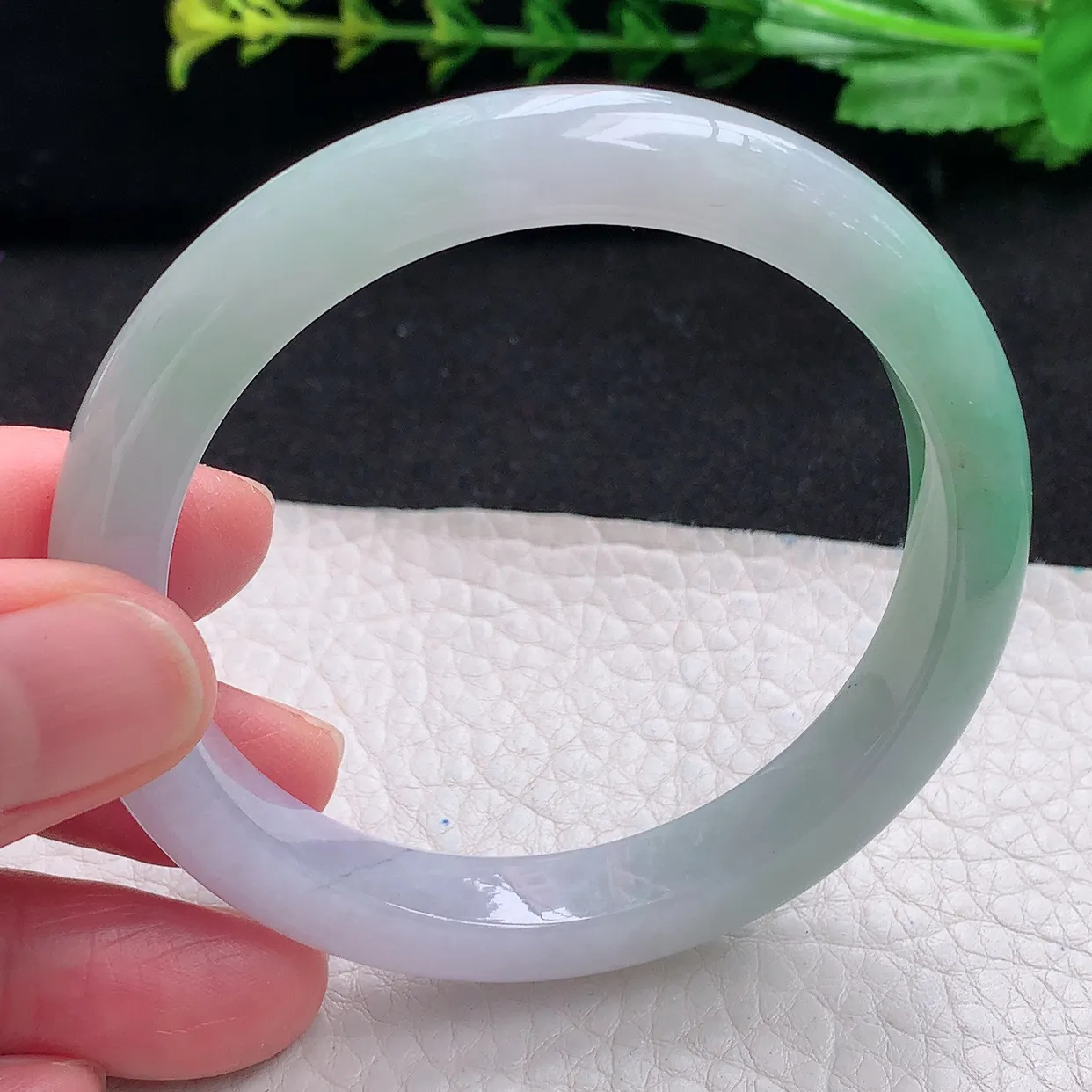 z自然光55.5*9.8*7.8平安镯 天然缅甸翡翠a货秀气清新宽边玉手镯 玉手环