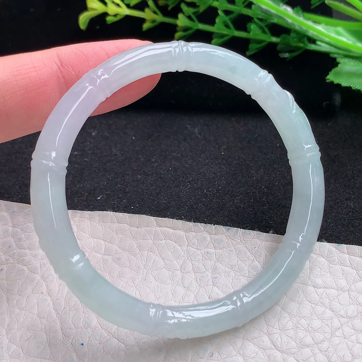 mq小圈口53.5*51*6.8贵妃镯 特色天然翡翠a货冰胶节节高蛋形圆条玉手镯