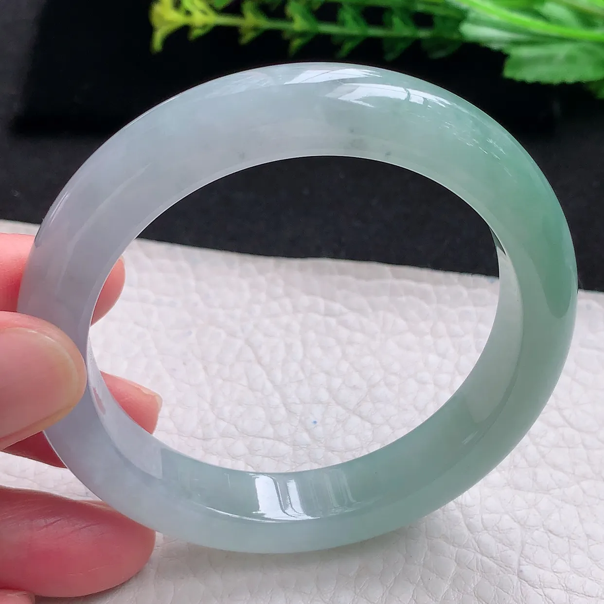 z自然光56*11.8*9平安镯 天然缅甸翡翠a货晴底招财宽边玉手镯 玉手环