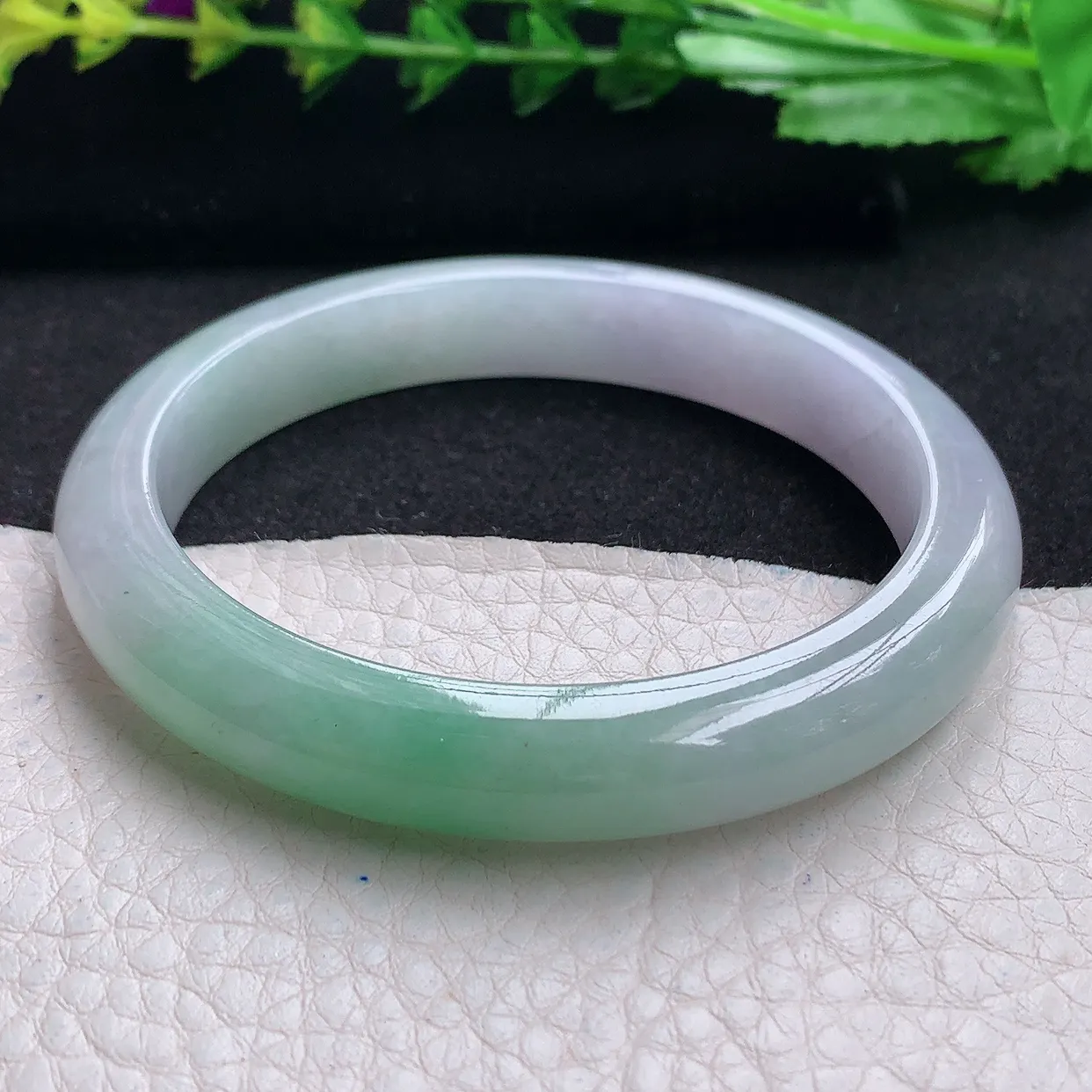 z自然光55.5*9.8*7.8平安镯 天然缅甸翡翠a货秀气清新宽边玉手镯 玉手环