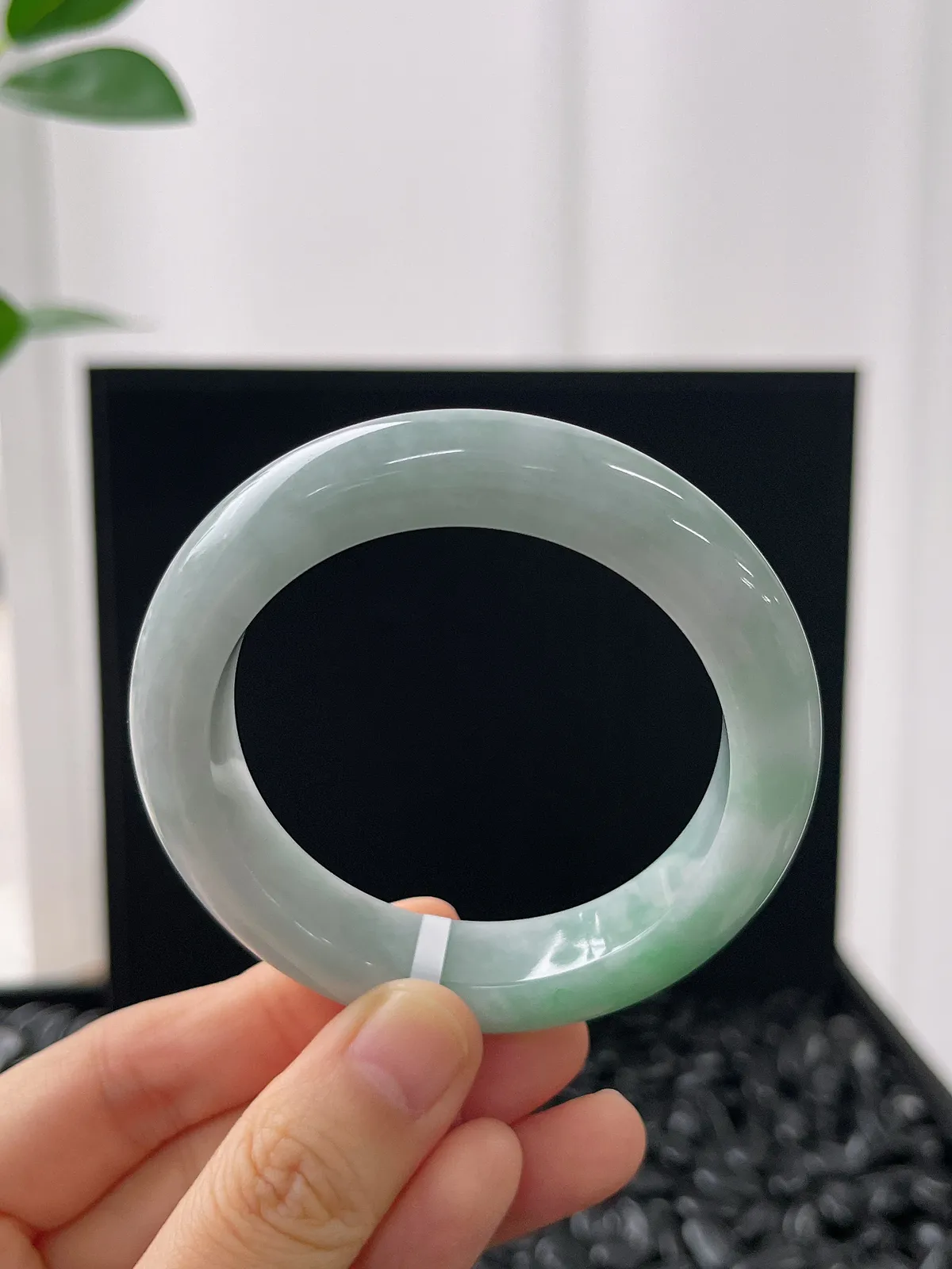 正圈50.1圈口，翡翠糯化种浅绿色手镯