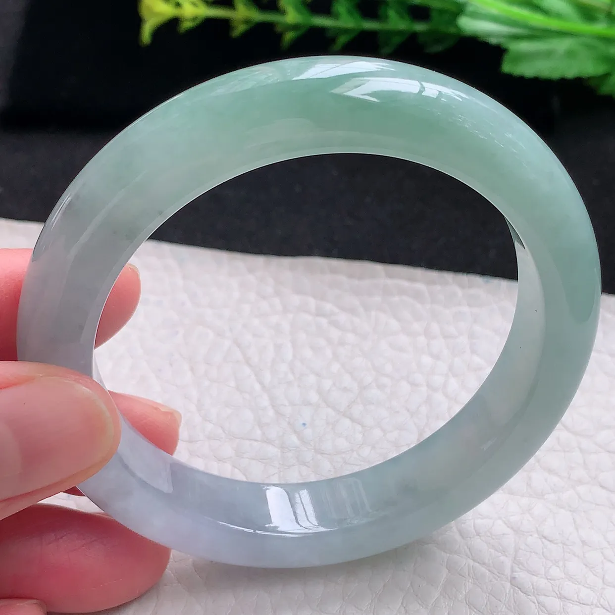 z自然光56*11.8*9平安镯 天然缅甸翡翠a货晴底招财宽边玉手镯 玉手环