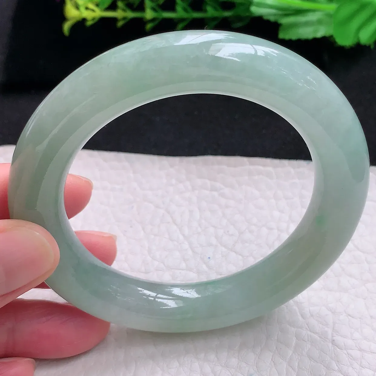 hy自然光57*12.7*12胖圆镯 天然缅甸翡翠a货冰晴圆条玉手镯 玉手环