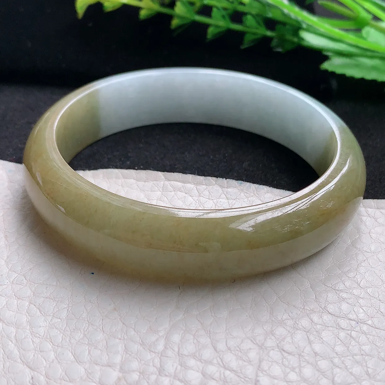 mq大圈口61.5*14.8*7.8平安镯 天然翡翠a货冰双彩宽边玉手镯 玉手环