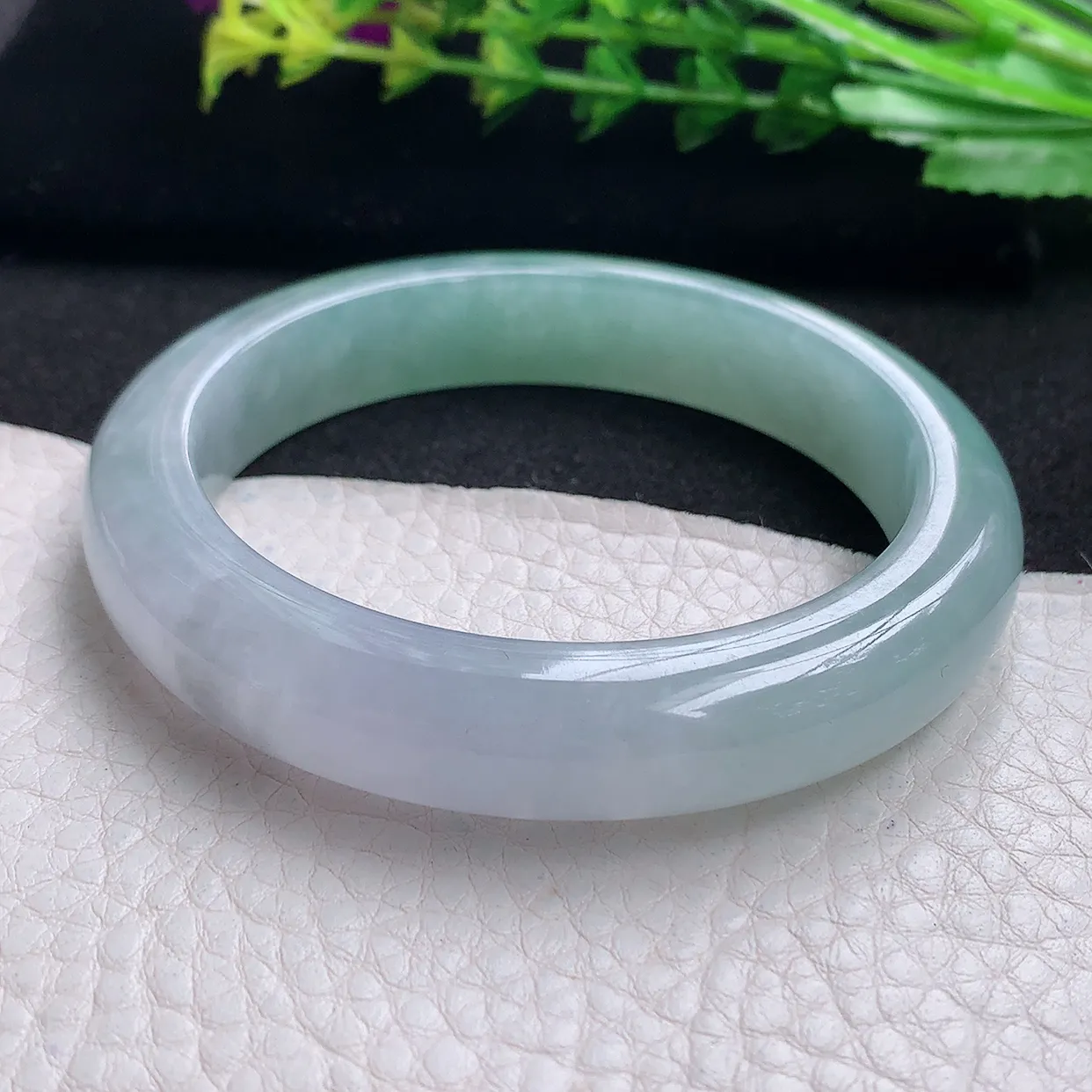 z自然光56*11.8*9平安镯 天然缅甸翡翠a货晴底招财宽边玉手镯 玉手环