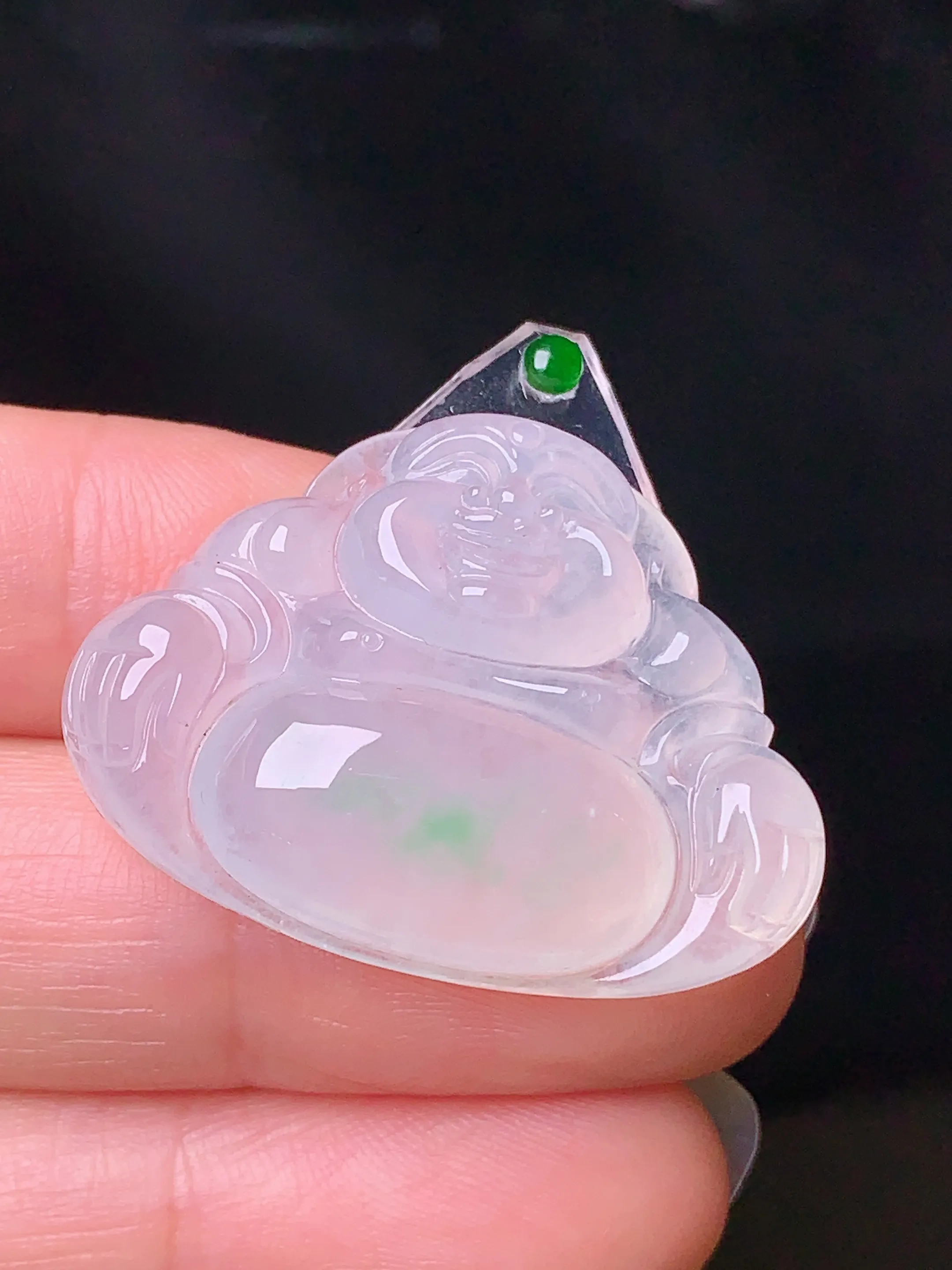 镶嵌款 冰种佛公吊坠 玉质细腻 色泽艳丽 整体尺寸23.7*31.8*6.5