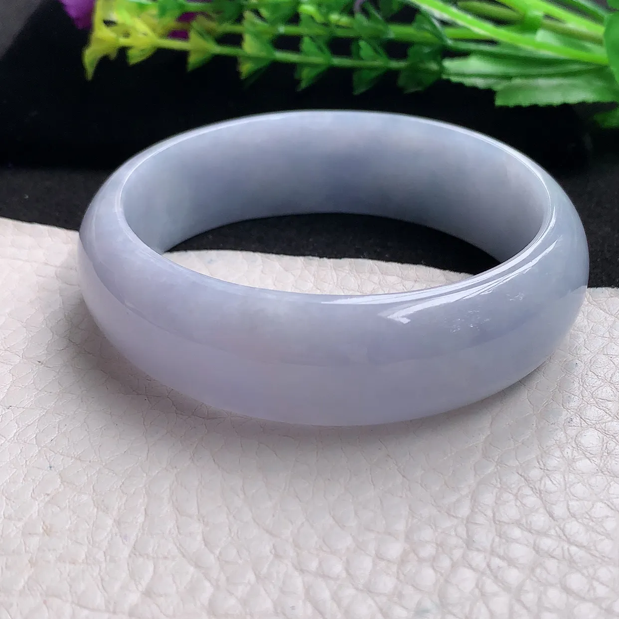 hy自然光58.5*17.8*7.2轮胎镯 天然缅甸翡翠a货紫罗兰高雅宽边玉手镯 玉手环