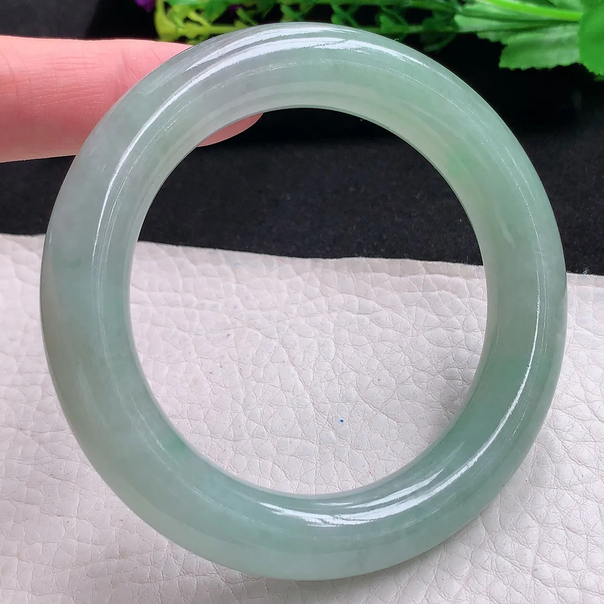 hy自然光57*12.7*12胖圆镯 天然缅甸翡翠a货冰晴圆条玉手镯 玉手环