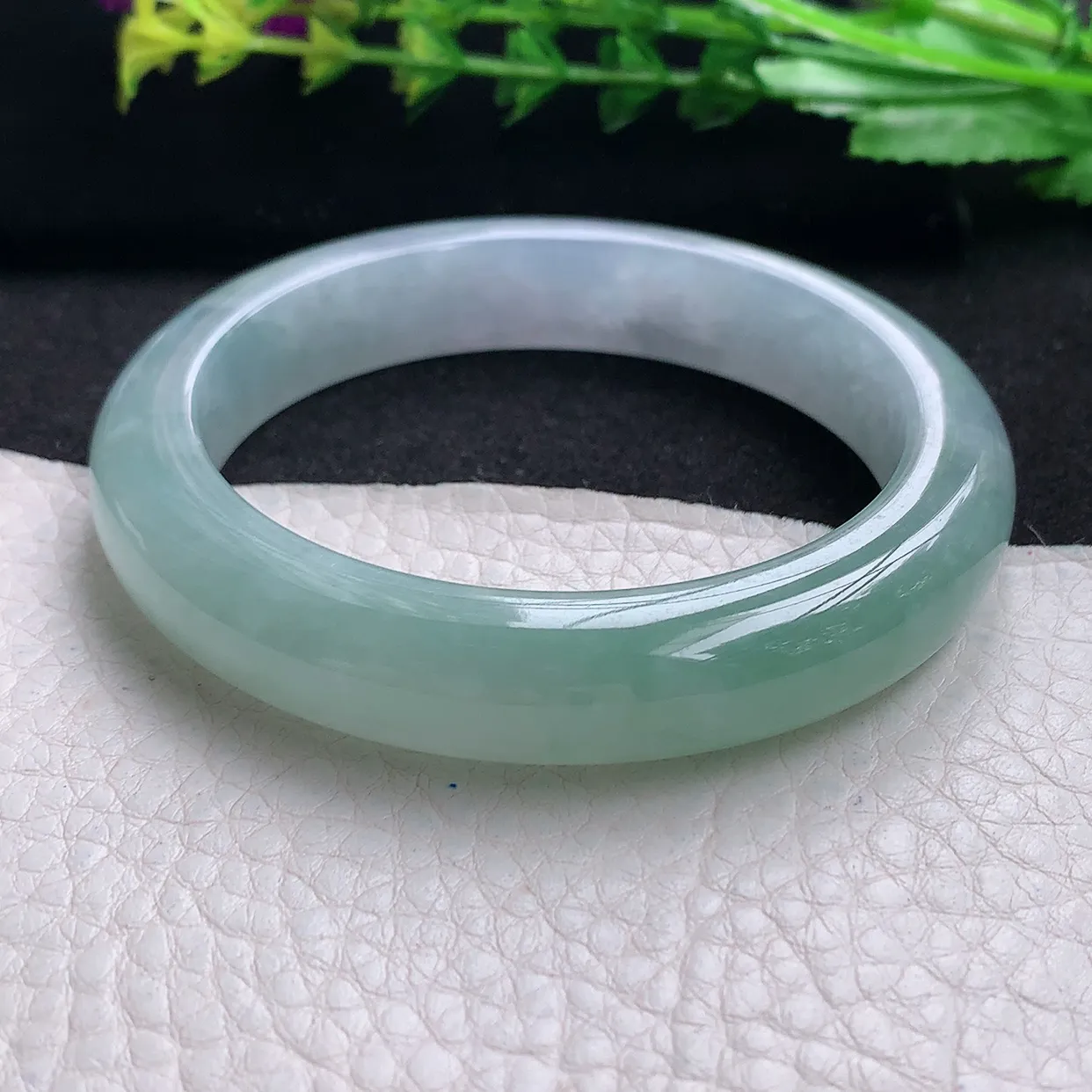 z自然光56*11.8*9平安镯 天然缅甸翡翠a货晴底招财宽边玉手镯 玉手环