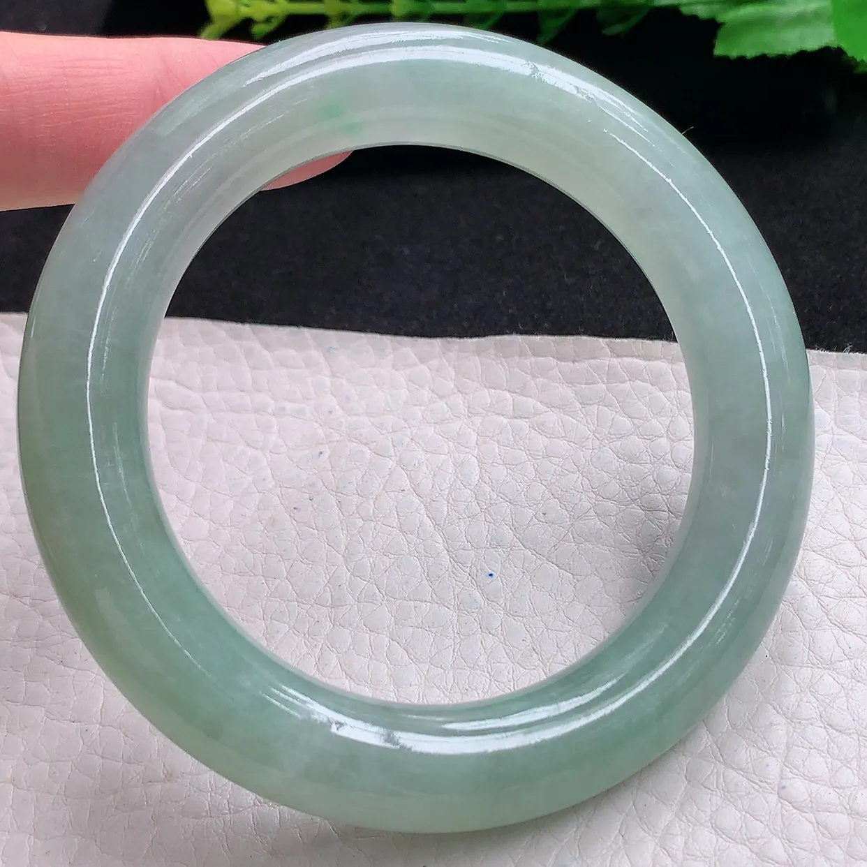 hy自然光57*12.7*12胖圆镯 天然缅甸翡翠a货冰晴圆条玉手镯 玉手环