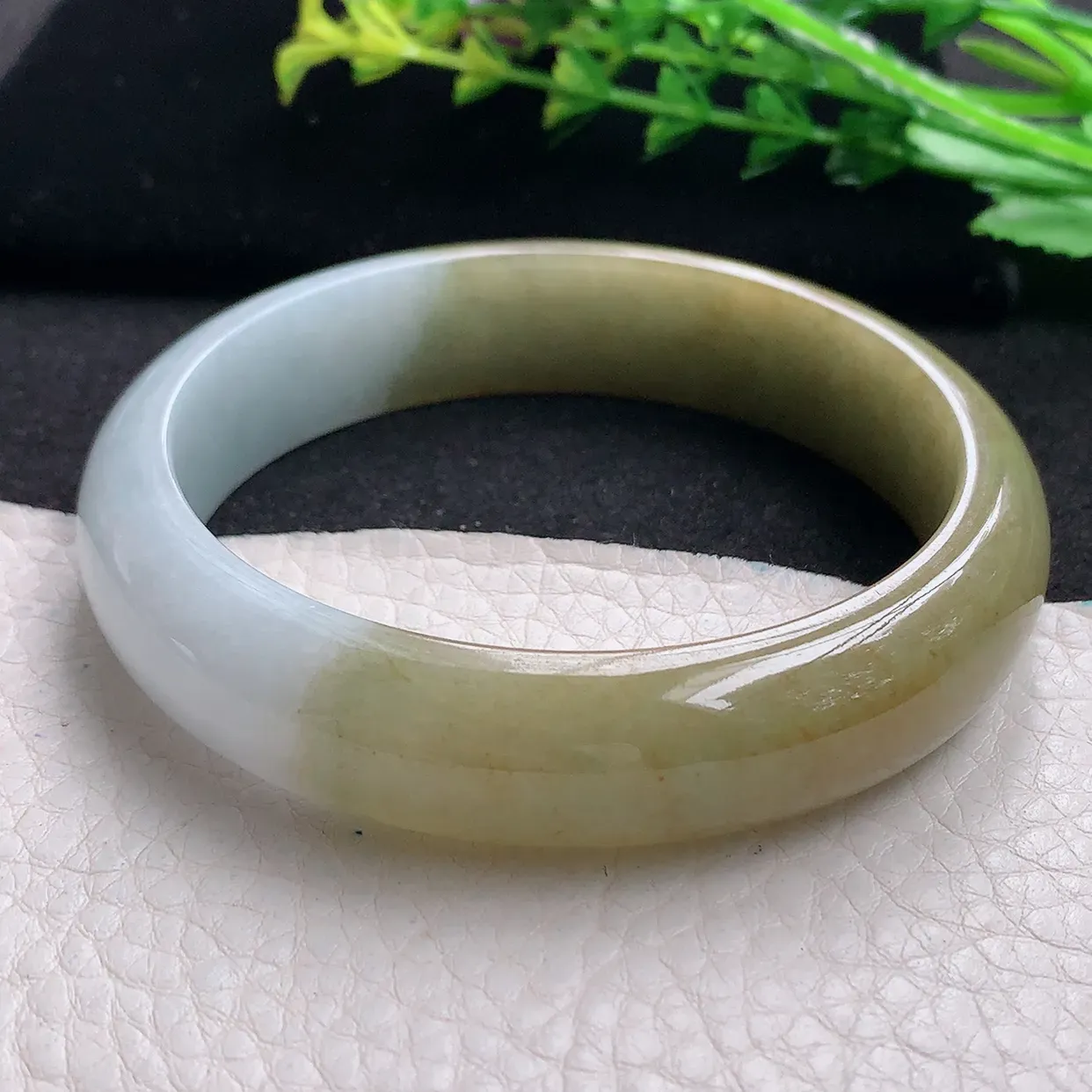 mq大圈口61.5*14.8*7.8平安镯 天然翡翠a货冰双彩宽边玉手镯 玉手环