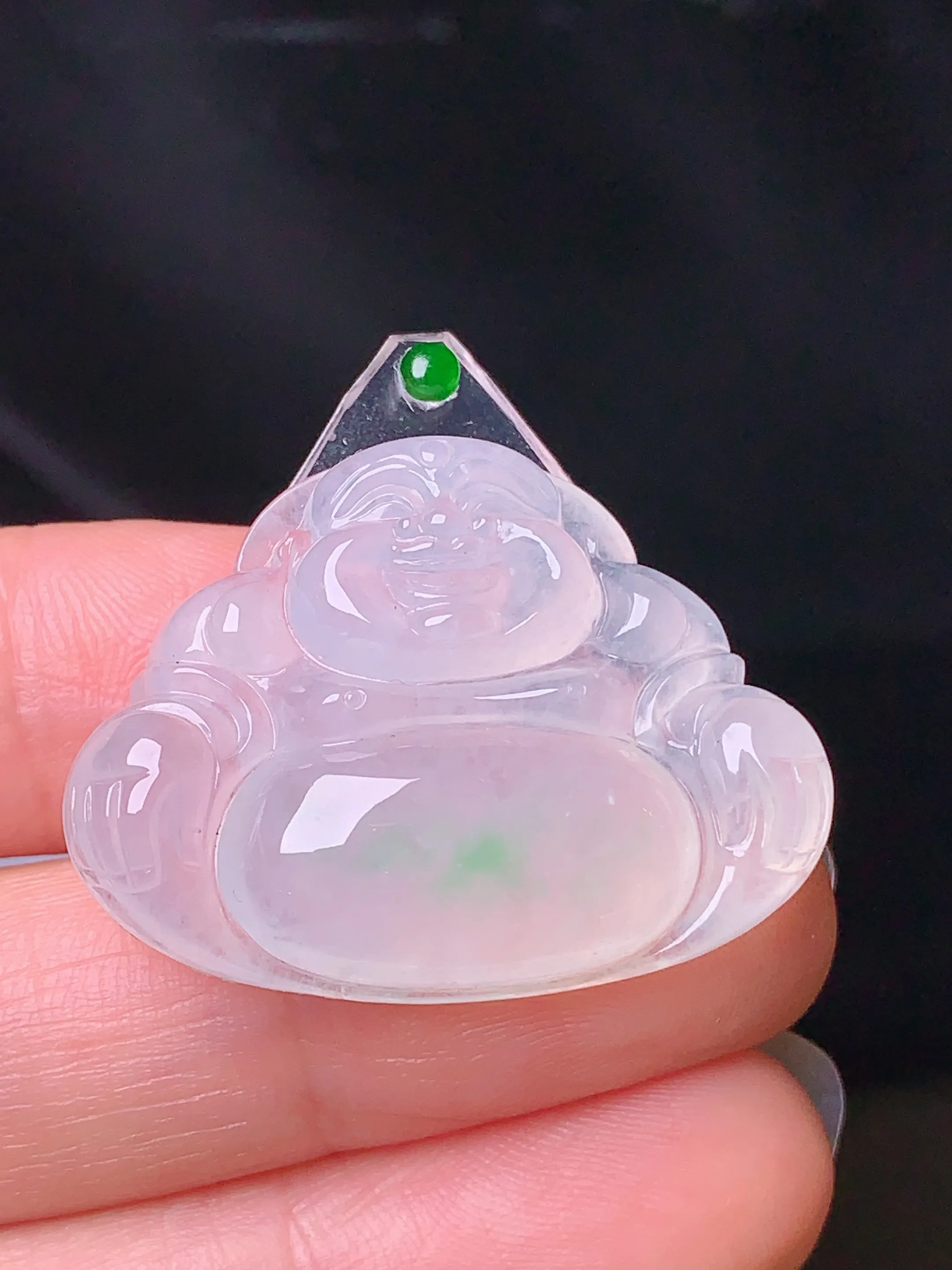 镶嵌款 冰种佛公吊坠 玉质细腻 色泽艳丽 整体尺寸23.7*31.8*6.5