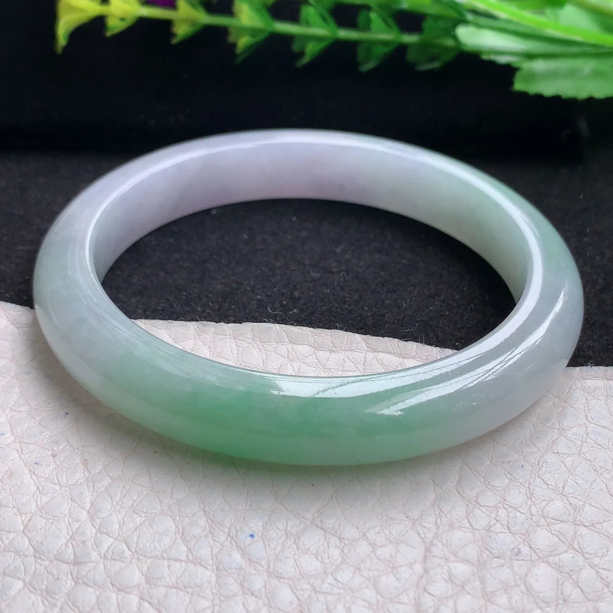 z自然光55.5*9.8*7.8平安镯 天然缅甸翡翠a货秀气清新宽边玉手镯 玉手环