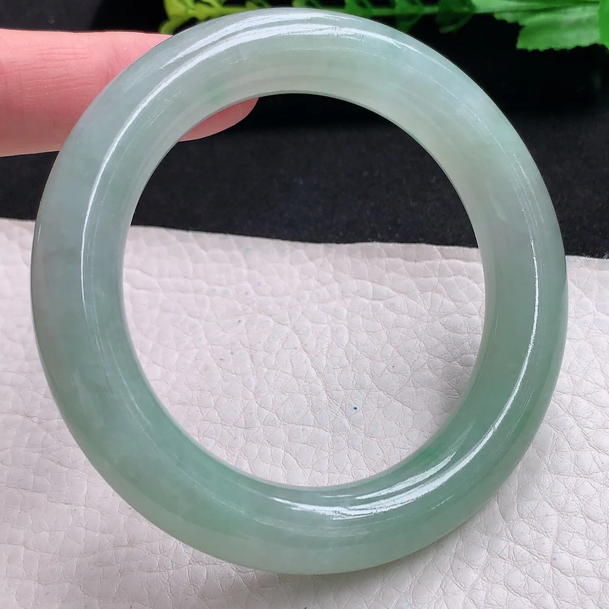 hy自然光57*12.7*12胖圆镯 天然缅甸翡翠a货冰晴圆条玉手镯 玉手环