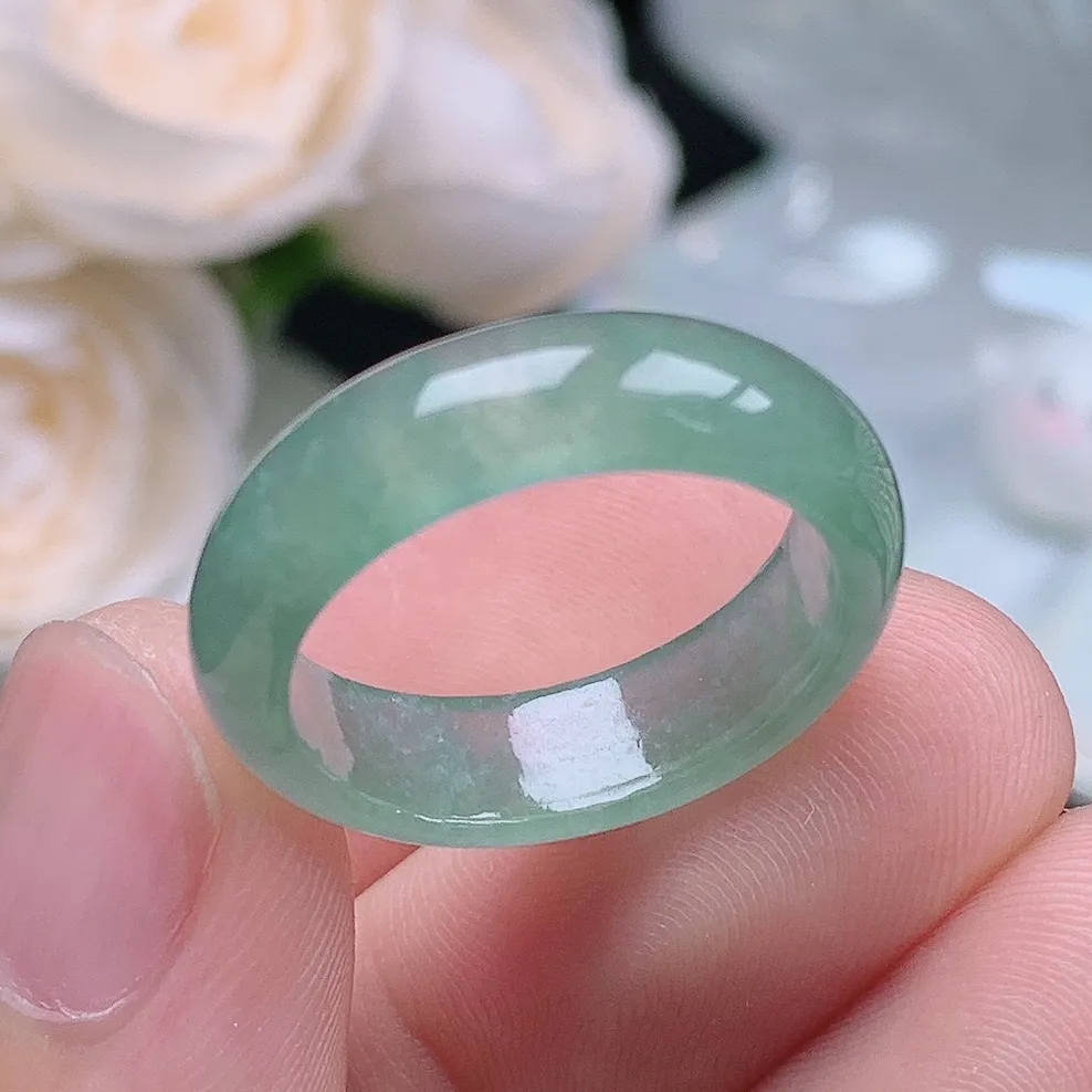 缅甸翡翠老坑种翡翠水润晴水戒指玉指环  水润通透 尺寸：18.3-6-3mm 17-18号圈口1S