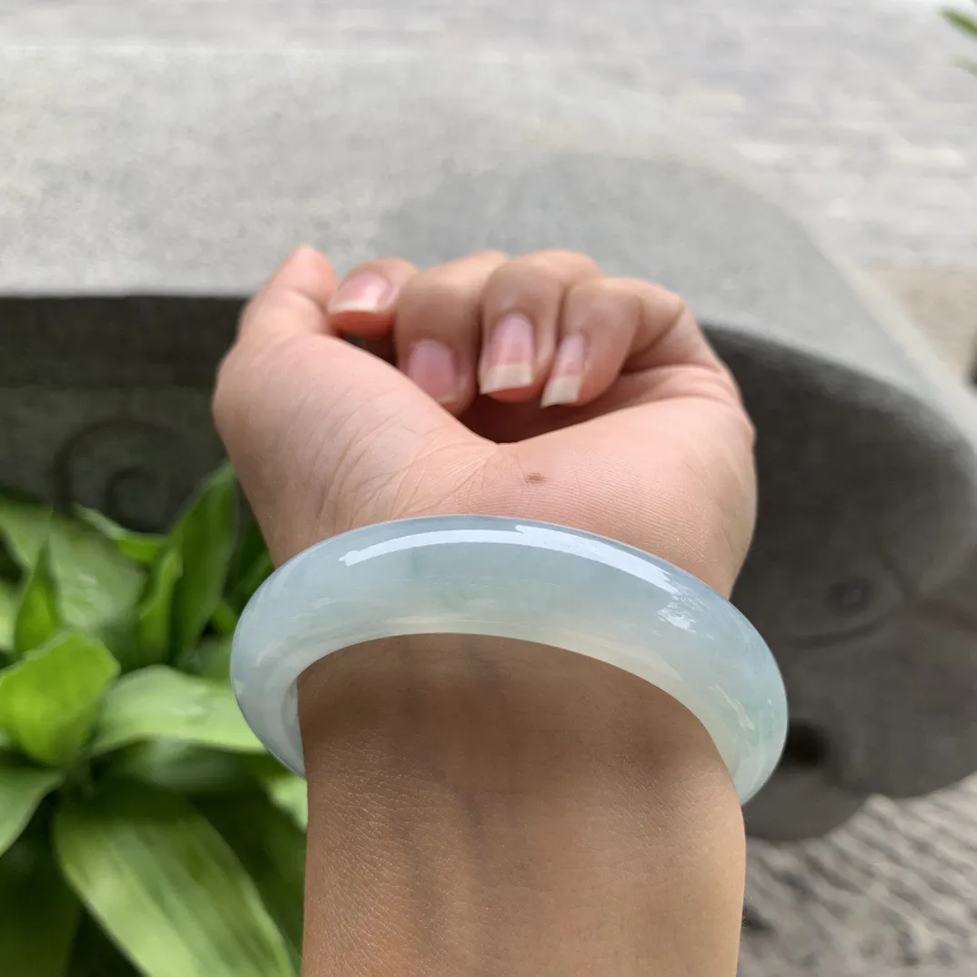 小圈口 52.8-13-8.4【冰晴绿正圈手镯】正圈52 53可戴