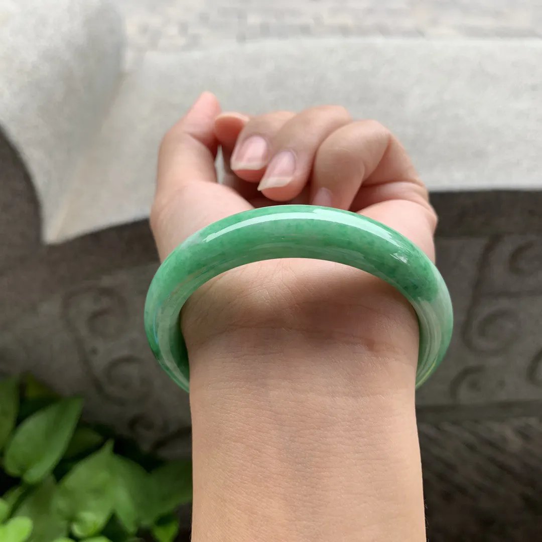 圈口 55-12.2-7.8【满绿正圈手镯】正圈55 56可戴