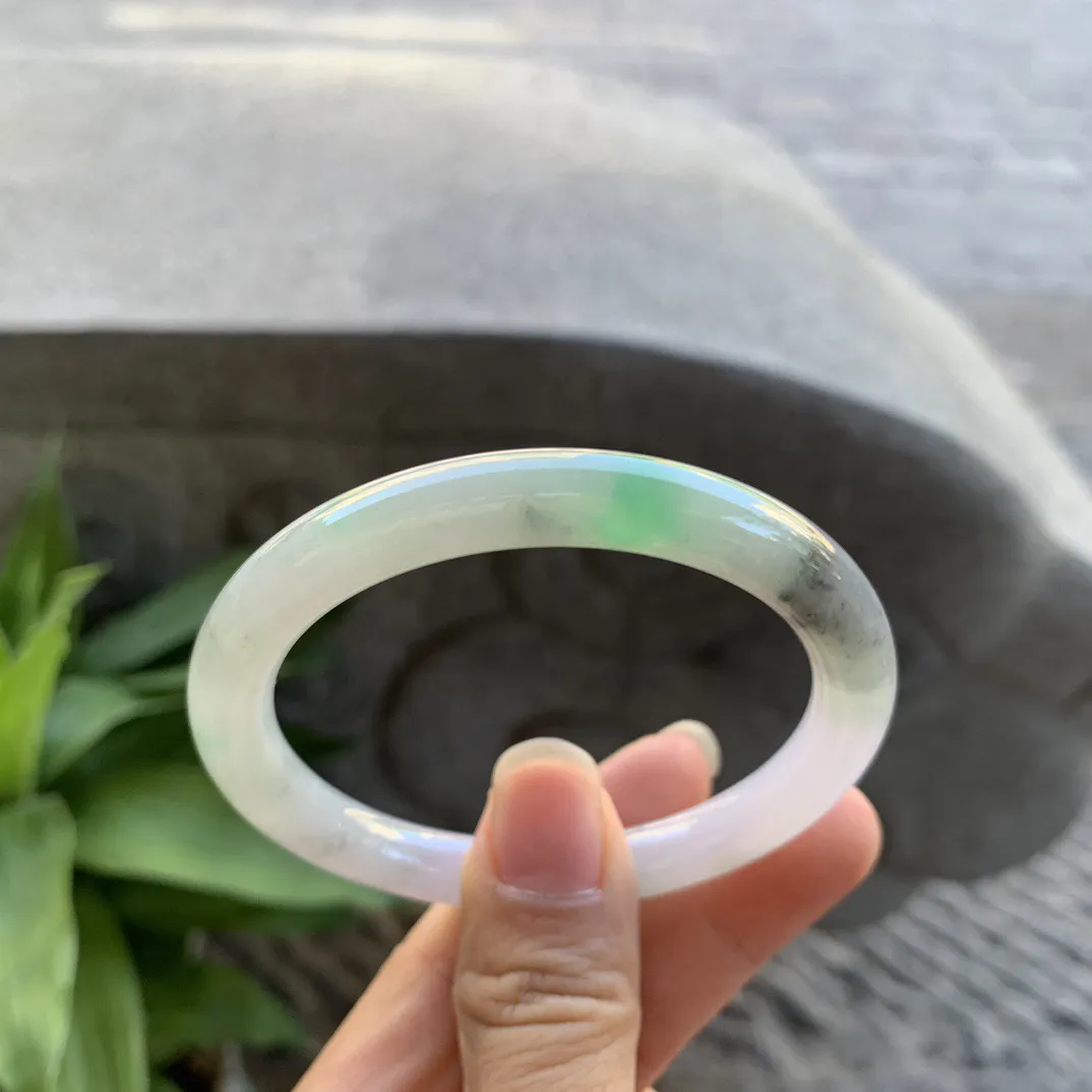 小圈口53.7-7.8  【乌鸡飘绿圆条手镯】圆条53 54可戴