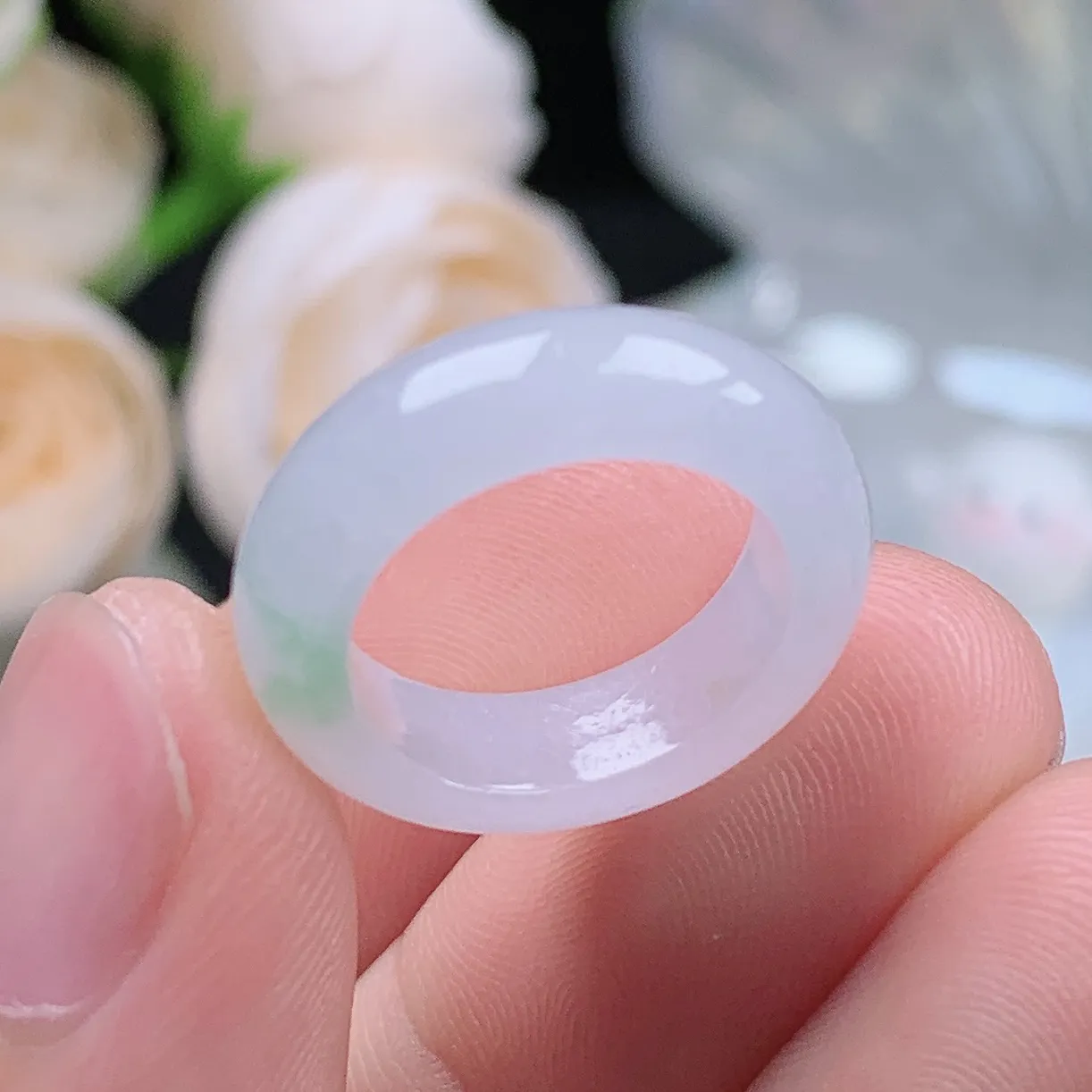 缅甸翡翠老坑种翡翠水润飘绿戒指玉指环  水润通透 尺寸：14.1-5.4-3.5mm 6号圈口1S