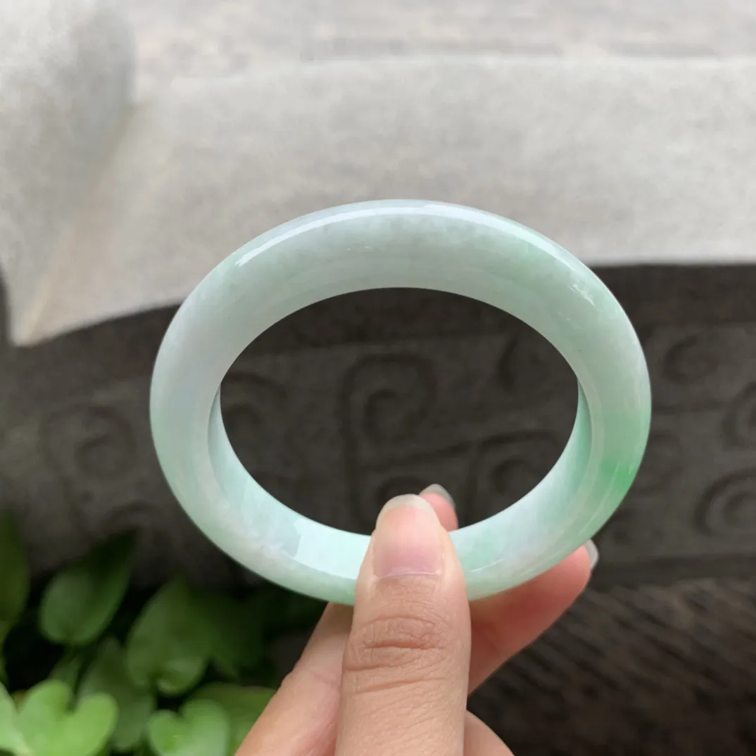 圈口55-11.4-9.4【飘绿正圈手镯】正圈55 56可戴