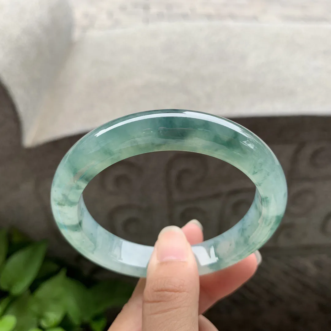 圈口 57.8-11.7-8.5   【冰种飘花正圈手镯】正圈57 58可戴