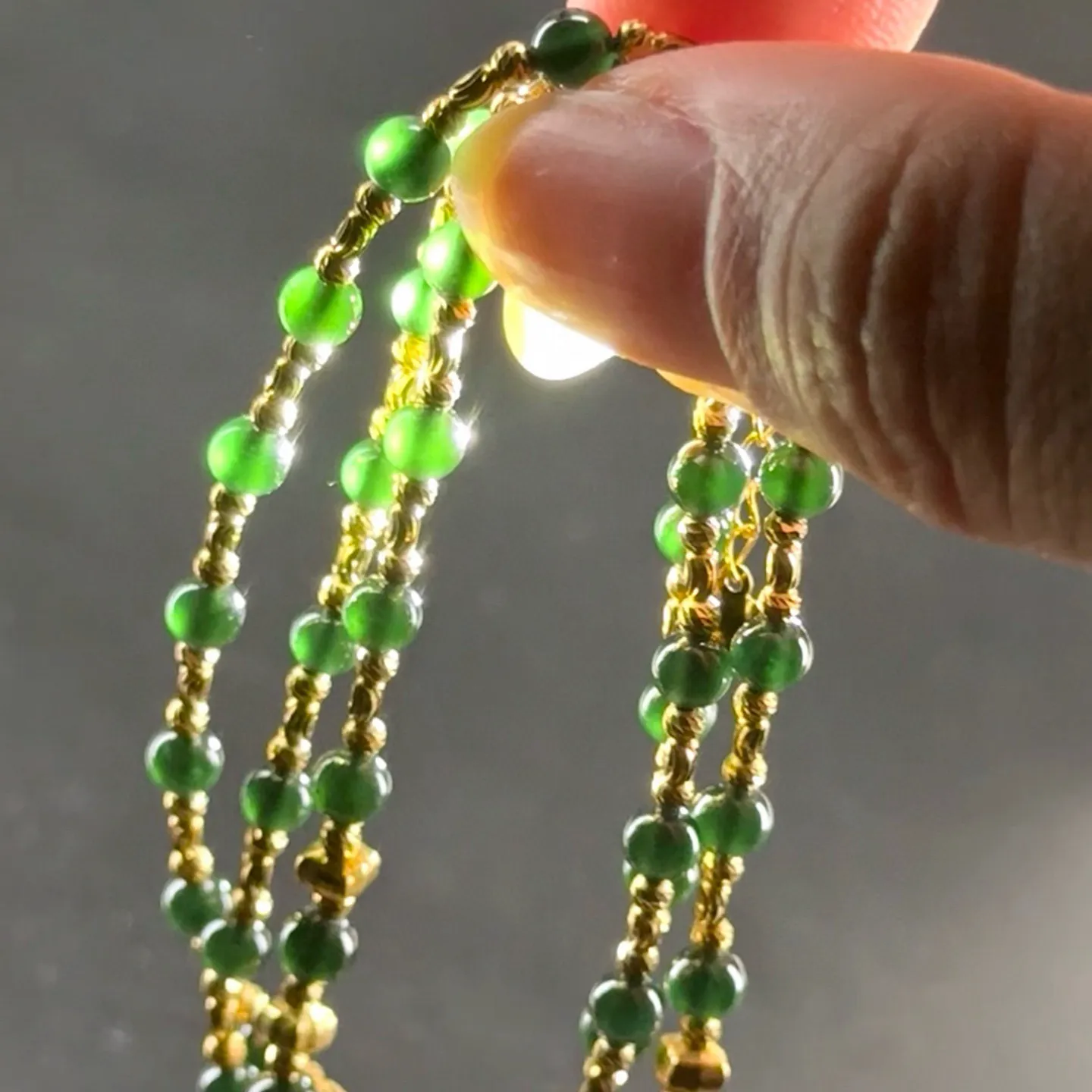 精品18k墨翠项链 种好色正 黑度极好 打灯通透 油性十足 尺寸4.2