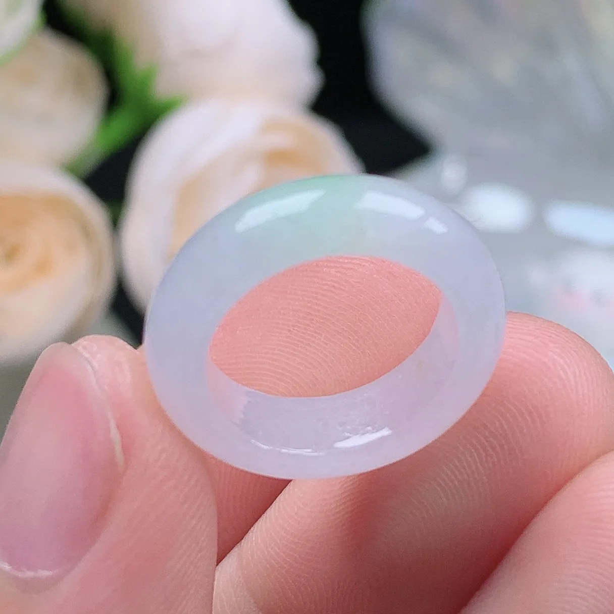 缅甸翡翠老坑种翡翠水润飘绿戒指玉指环  水润通透 尺寸：14.1-5.4-3.5mm 6号圈口1S