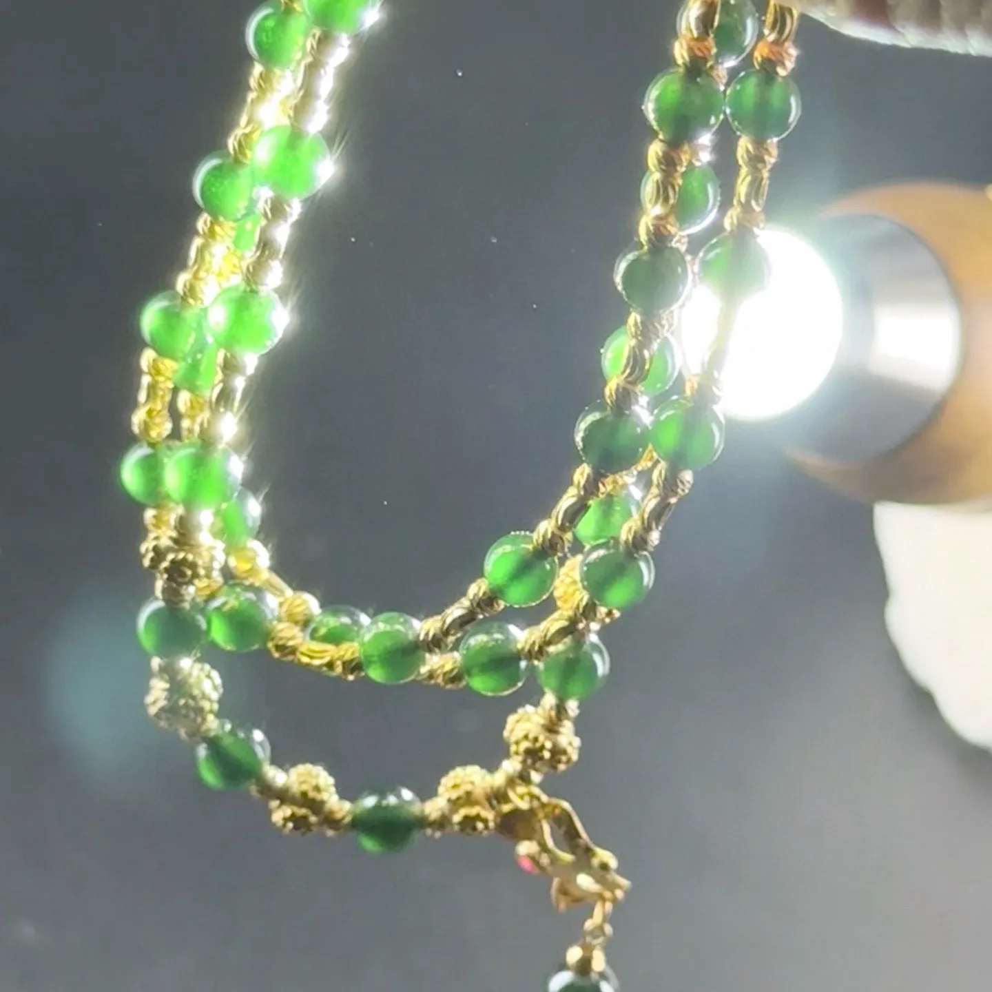 精品墨翠珠子项链 种好色正