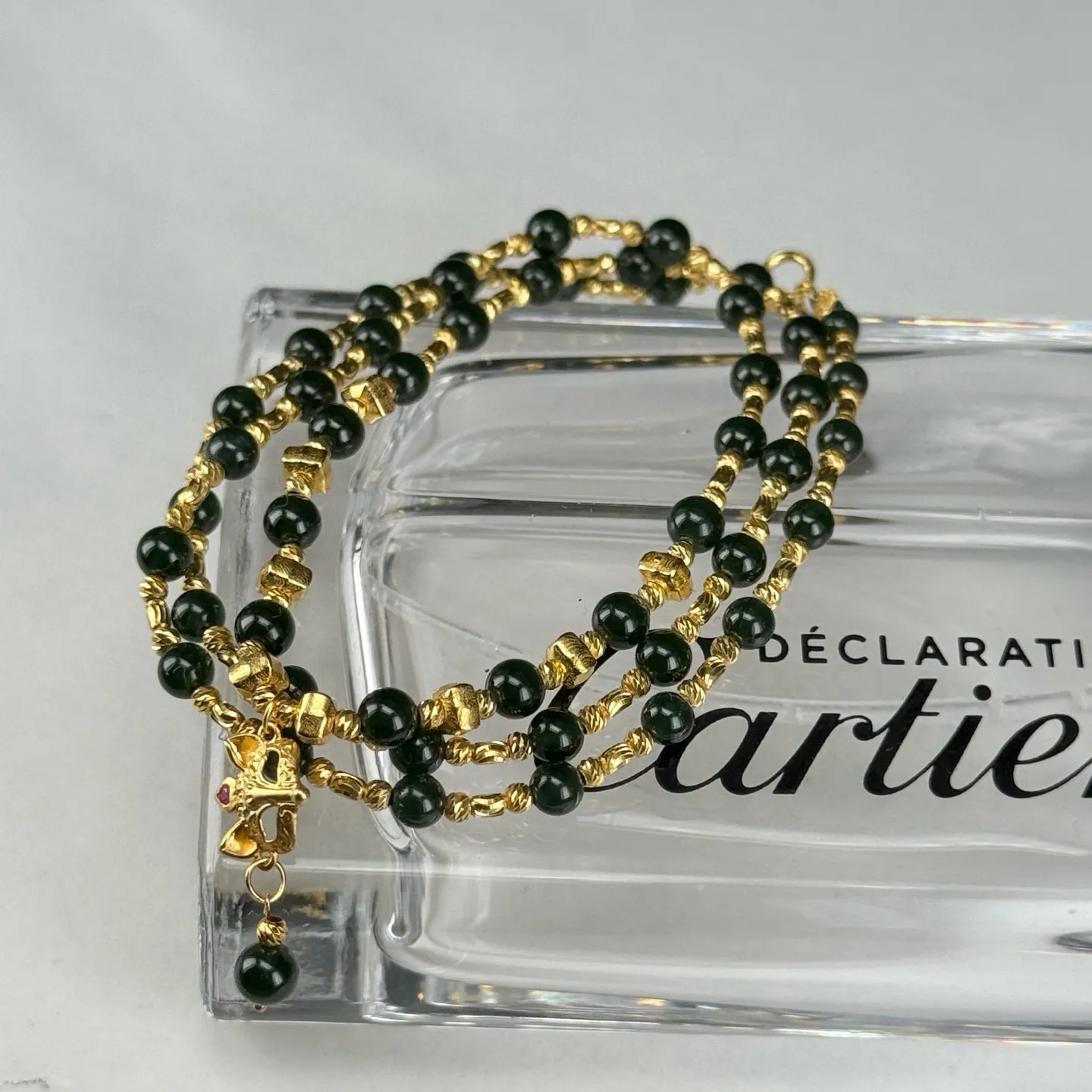 精品18k墨翠项链 种好色正 黑度极好 打灯通透 油性十足 尺寸4.2