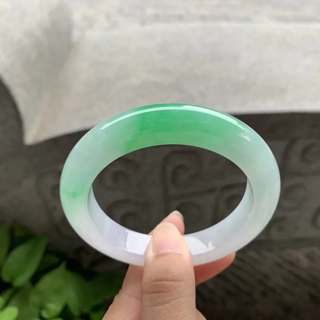 圈口 55.4-11.8-9.9【冰阳绿正圈手镯】正圈55 56可戴