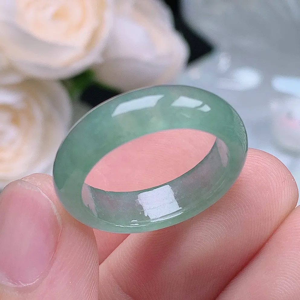 缅甸翡翠老坑种翡翠水润晴水戒指玉指环  水润通透 尺寸：18.3-6-3mm 17-18号圈口1S