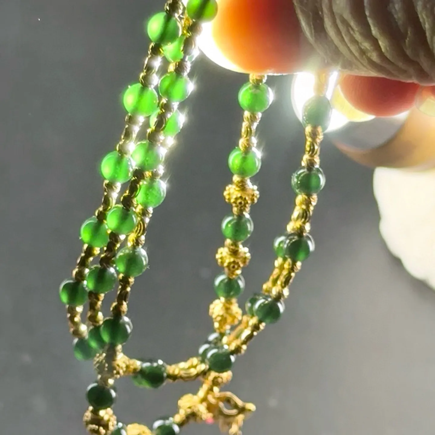 精品墨翠珠子项链 种好色正