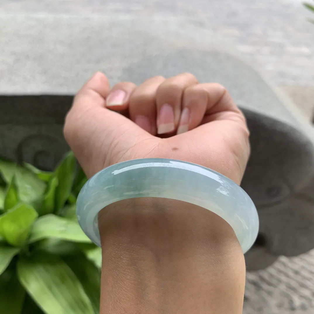 小圈口 52.8-13-8.4【冰晴绿正圈手镯】正圈52 53可戴