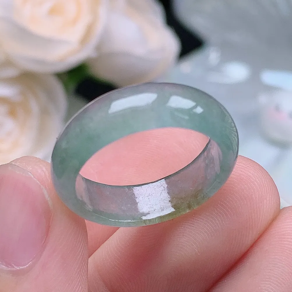 缅甸翡翠老坑种翡翠水润晴底飘黄戒指玉指环  水润通透 尺寸：18.4-6.3-2.7mm 18号圈口1S