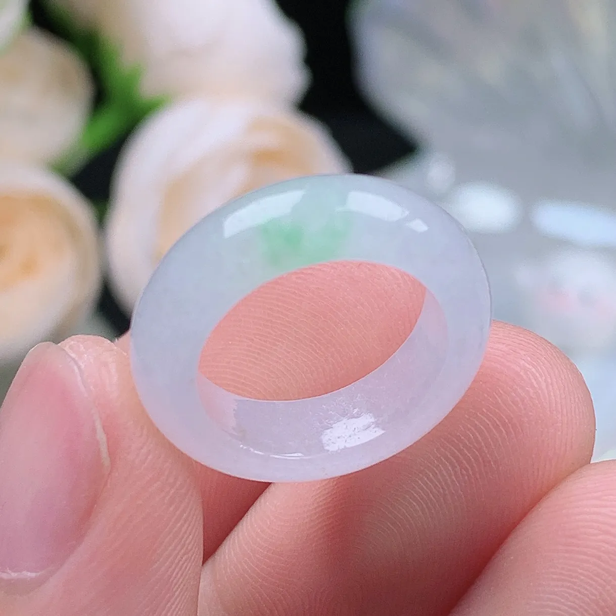 缅甸翡翠老坑种翡翠水润飘绿戒指玉指环  水润通透 尺寸：14.1-5.4-3.5mm 6号圈口1S