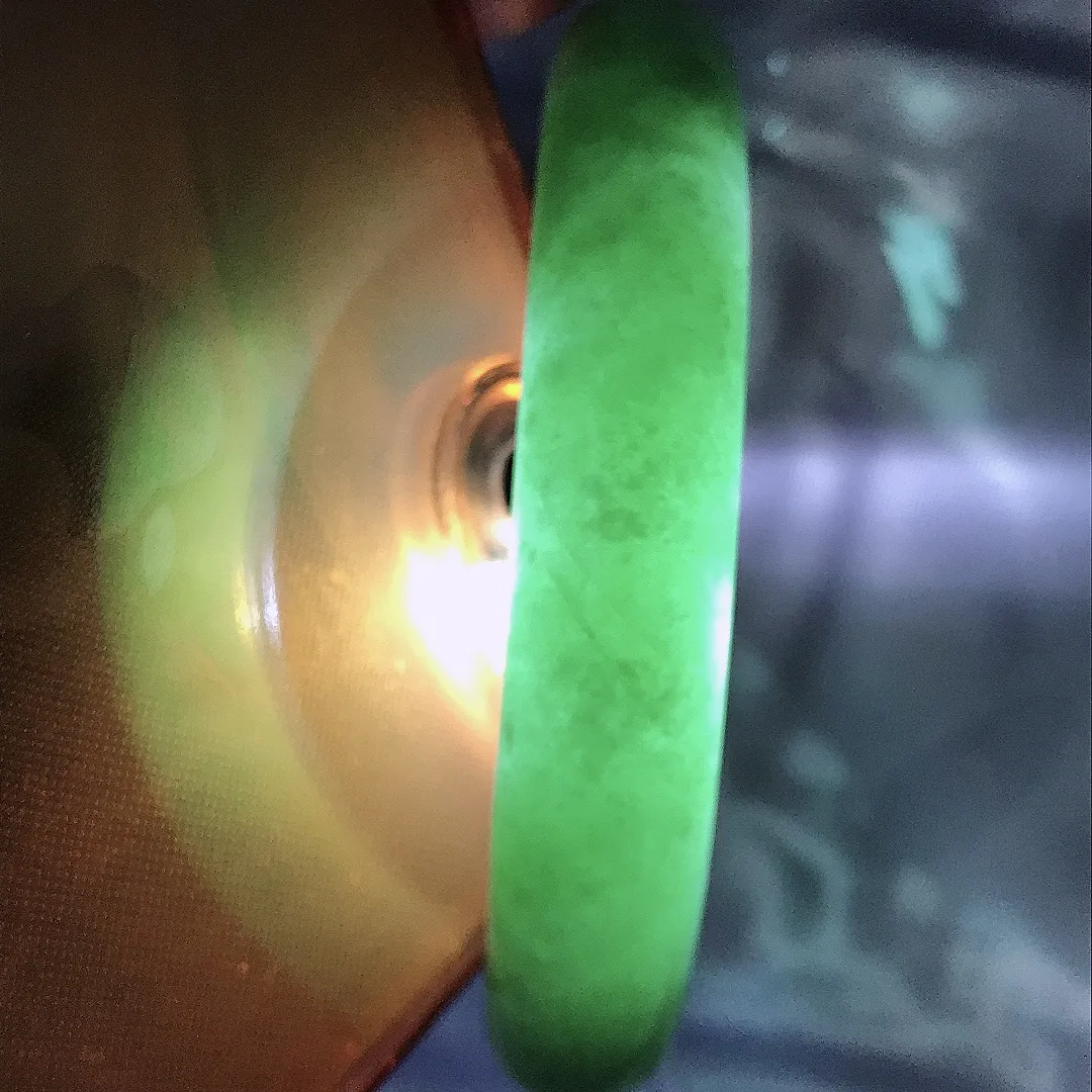 自然光57.8/12.6/9.5老坑精美温润满绿手镯宽边翡翠玉镯美人镯