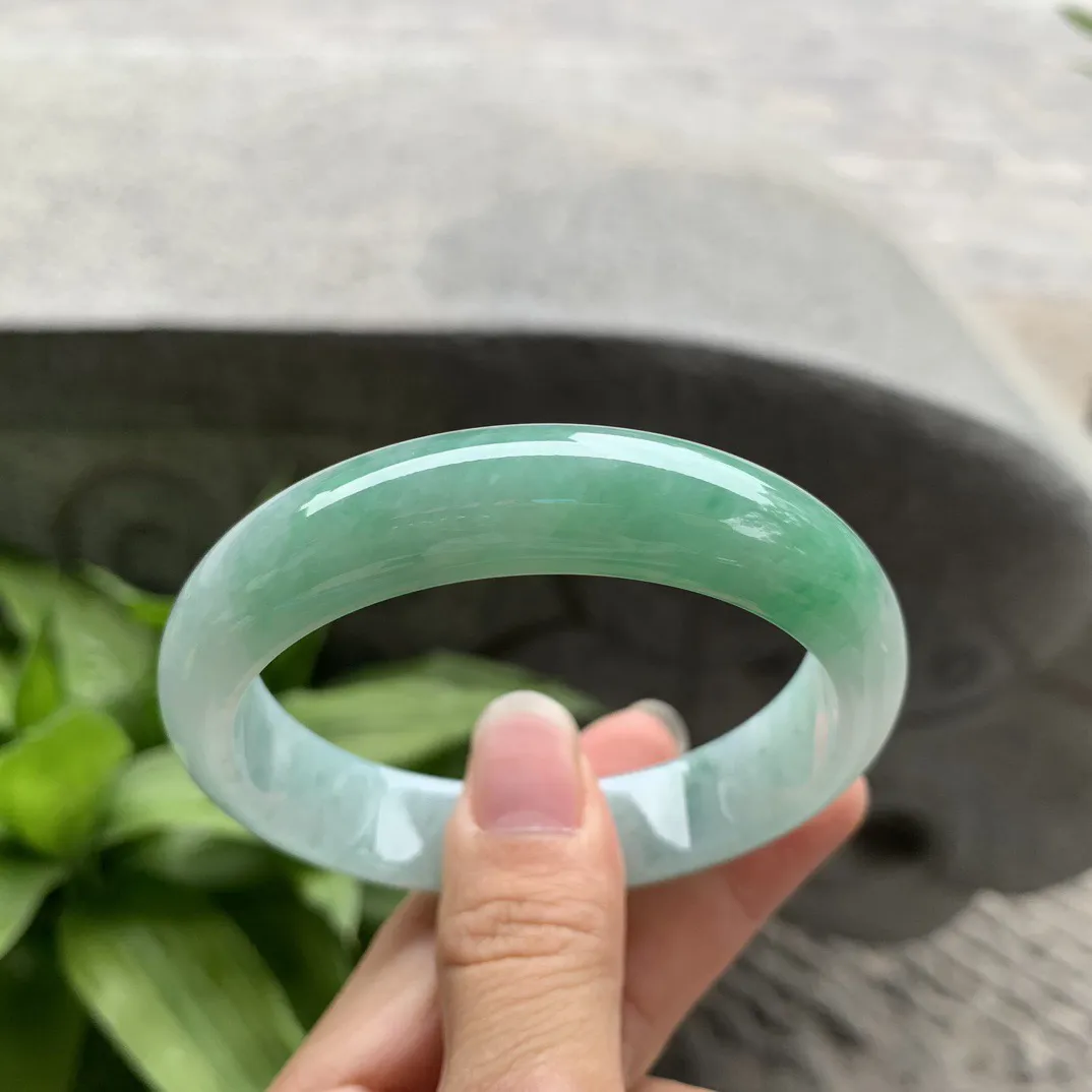 圈口56.6-13.5-7.7 【飘绿正圈手镯】正圈56 57可戴