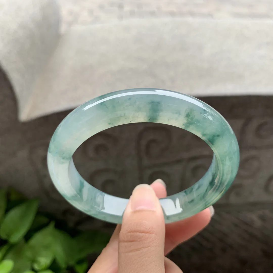 圈口 57.8-11.7-8.5   【冰种飘花正圈手镯】正圈57 58可戴