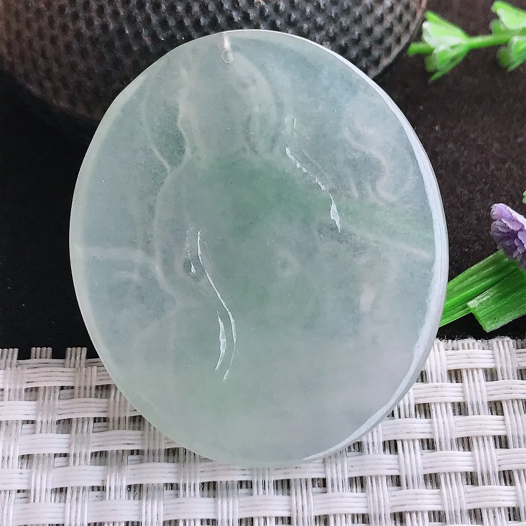 自然光48.6/42/5.3老坑冰胶水灵赐福观音吊坠翡翠玉坠挂件百搭